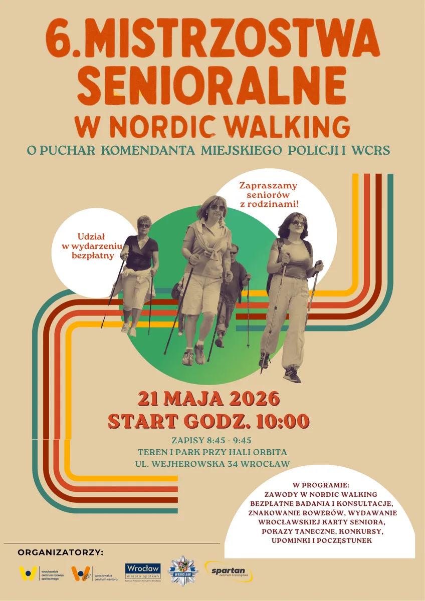 VI Mistrzostwa Seniorów w Nordic Walking 21 maja we Wrocławiu