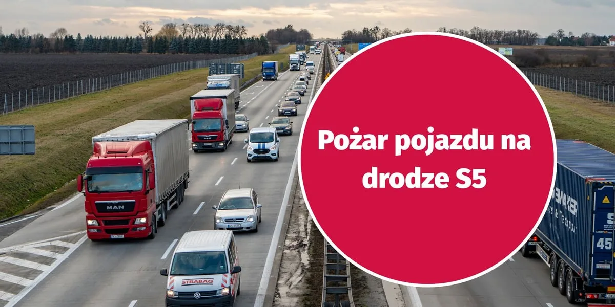 Pożar ciężarówki na S5 w kierunku Wrocławia - częściowe zablokowanie drogi