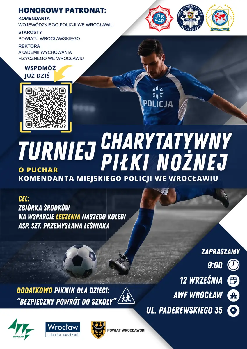 Charytatywny Turniej Piłki Nożnej we Wrocławiu dla asp. szt. Przemysława Leśniaka