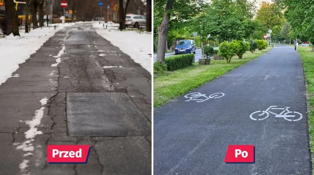 Nowa jakość na trasie rowerowej na Alei Piastów po remoncie